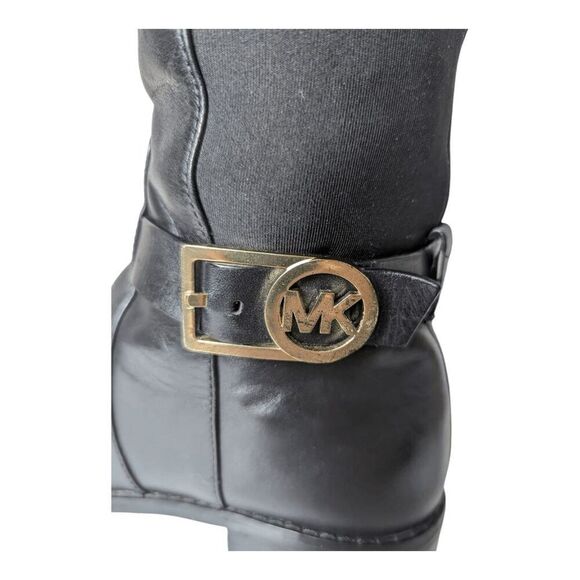 MICHAEL KORS Byrce Black Panel Leather Over The Knee Boot Size 8.5M - Picture 16 of 16